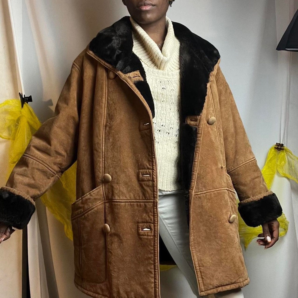 Suede Leather Faux Fur Jacket
